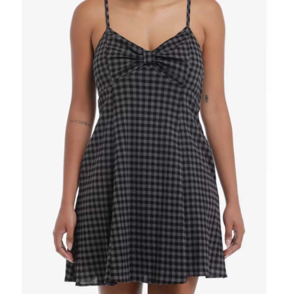 Social Collision Hot Topic Black & Grey Checker Slip Dress